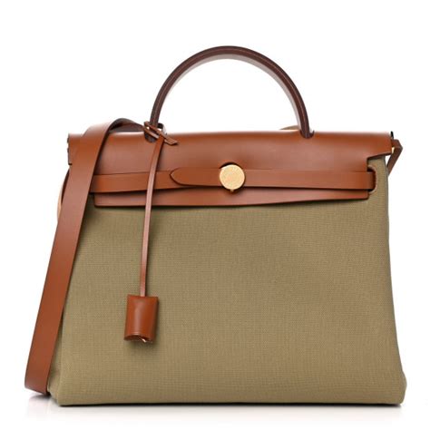 HERMES Military Toile Vache Hunter Herbag Zip Retourne.